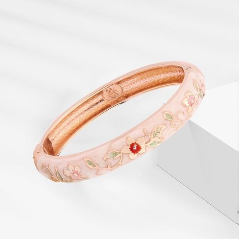 UJOY Vintage Bracelet Gold Plated Enameled Jewelry Spring Hinge Metal Cuff Cloisonne Bangles Set Gift Box Packed 55A in Saudi Arabia