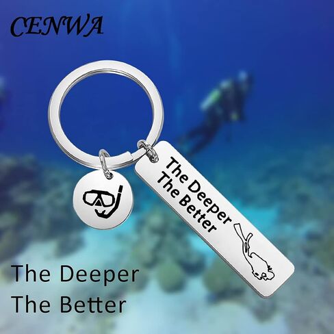 CENWA Scuba Diving Gift Scuba Diver Gift The Deeper The Better Keychain Extreme Sports Jewelry Gift for Divers Extreme(The Deeper The Better Keychain) in Saudi Arabia