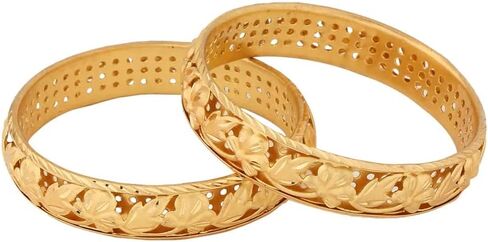 JewarHaat Indian Bangles Gold Plated Handmade Etching Work Bracelet Jewelry for Women & Girls in Saudi Arabia