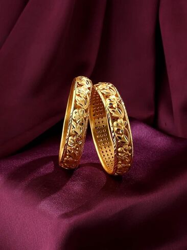 JewarHaat Indian Bangles Gold Plated Handmade Etching Work Bracelet Jewelry for Women & Girls in Saudi Arabia