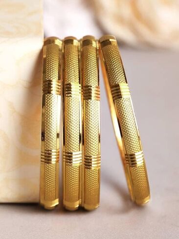 JewarHaat Indian Bangles Gold Plated Handmade Etching Work Bracelet Jewelry for Women & Girls in Saudi Arabia
