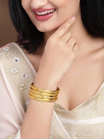 JewarHaat Indian Bangles Gold Plated Handmade Etching Work Bracelet Jewelry for Women & Girls in Saudi Arabia