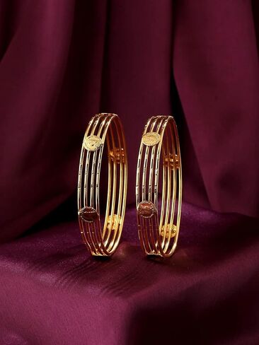 JewarHaat Indian Bangles Gold Plated Handmade Etching Work Bracelet Jewelry for Women & Girls in Saudi Arabia