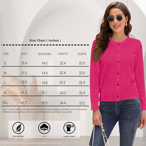 Women's Crew Neck Button Down Long Sleeve Solid Knit Classic Cardigan Sweater in Saudi Arabia