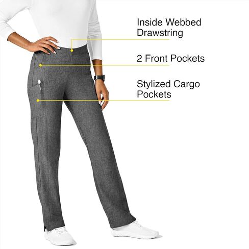 WonderWink W123 Women’s Flat-Front Double Cargo Pant — Charcoal Heather, Large in Saudi Arabia