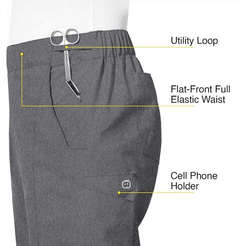 WonderWink W123 Women’s Flat-Front Double Cargo Pant — Charcoal Heather, Large in Saudi Arabia