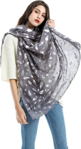 GERINLY Fashion Scarves - Silver Foil Wrap Scarfs for Women Bling Bling Shawls and Wraps in Saudi Arabia