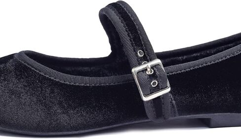 FEVERSOLE حريمي وسادة ناعمة مبطنة للغاية مريحة بمقدمة مستديرة ماري جين بإبزيم معدني أحذية باليه مسطحة عصرية للمشي in Kuwait