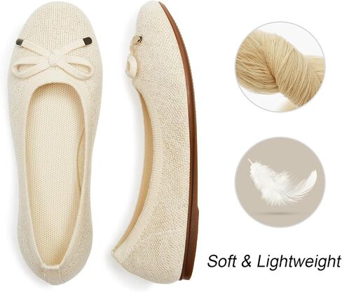 Frank Mully Women's Ballet Flats Round Toe Walking Flats Slip On Work Shoes Knitted Flats Shoes for Woman Soft Lightweight in Saudi Arabia