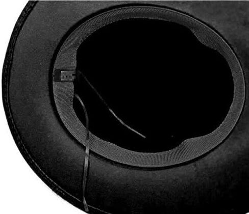 قبعة فيدورا من الصوف الأسود الكلاسيكي من QUUPY أنيقة قبعة حافة مسطحة كنيسة ديربي in Kuwait