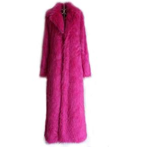 Old DIrd Women Warm Long Sleeve Parka Faux Fur Coat Lapel Full-Length Outwear Maxi Fluffy Faux Fur Overcoat in Kuwait