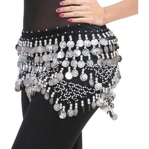 Belly Dance Hip Scarf Bellydance Outfit Coins Belt Dance Skirt Velvet