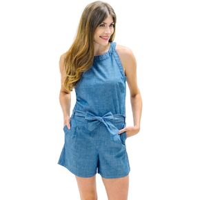 Hope & Henry Women's Sleeveless Tie-Waist Romper in Kuwait