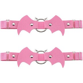 FM FM42 Multicolor Simulated Leather PU One Pair Cat O Ring Evil Bat Wings Elastic Garter Belt Lingerie Suspender