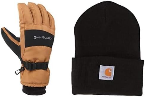 مجموعة قبعة وقفازات وقفازات ذات أساور من Carhartt، مقاس متوسط ​​(عبوة من قطعة واحدة) قبعة صغيرة بني/أسود وأسود in Saudi Arabia