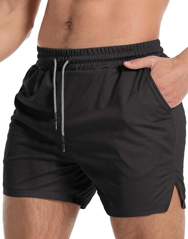 Aolesy Men's Gym Workout Shorts 5" Lightweight Bodybuilding Athletic Shorts Running Training with Zip Pockets & Towel Loop in Saudi Arabia