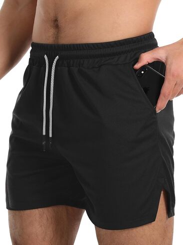 Aolesy Men's Gym Workout Shorts 5" Lightweight Bodybuilding Athletic Shorts Running Training with Zip Pockets & Towel Loop in Saudi Arabia