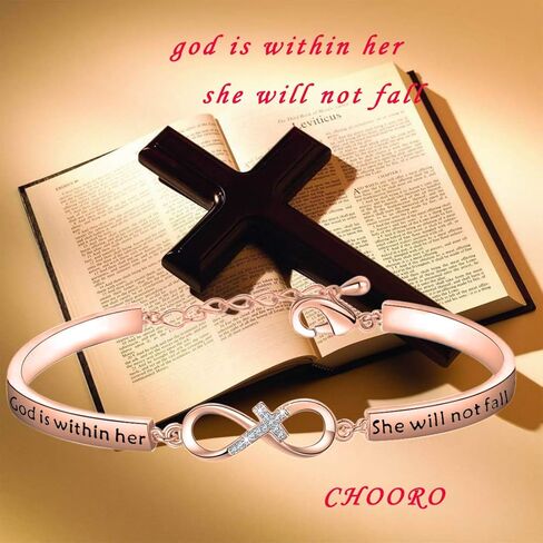 CHOORO سوار مسيحي هدية مجوهرات دينية مزمور 46:5 الله بداخلها لن تسقط سوار الكتاب المقدس آية سوار هدية للابنة أفضل الأصدقاء هدية in Kuwait