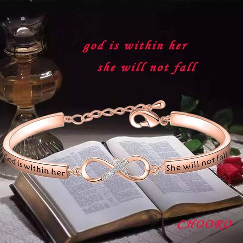 CHOORO سوار مسيحي هدية مجوهرات دينية مزمور 46:5 الله بداخلها لن تسقط سوار الكتاب المقدس آية سوار هدية للابنة أفضل الأصدقاء هدية in Kuwait