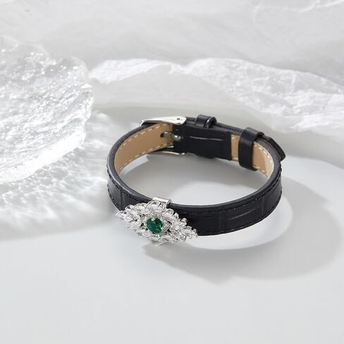 Aprilery Belt Charm Bracelets for Women, Fashion Crystal CZ Charms Leather Bangle Buckle Bracelets Jewelry for Teen Girls Gifts for Her in Kuwait