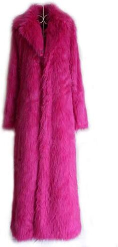 Old DIrd Women Warm Long Sleeve Parka Faux Fur Coat Lapel Full-Length Outwear Maxi Fluffy Faux Fur Overcoat in Kuwait