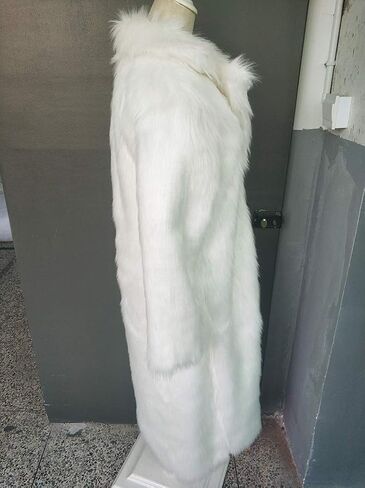 Old DIrd Women Warm Long Sleeve Parka Faux Fur Coat Lapel Full-Length Outwear Maxi Fluffy Faux Fur Overcoat in Kuwait