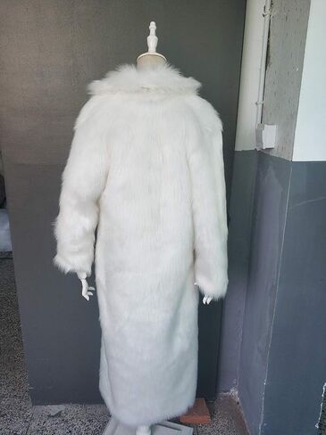 Old DIrd Women Warm Long Sleeve Parka Faux Fur Coat Lapel Full-Length Outwear Maxi Fluffy Faux Fur Overcoat in Kuwait