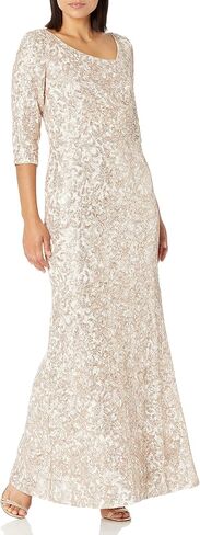Alex Evenings Women's Long Sequin Dresses with ¾ Sleeves in Saudi Arabia