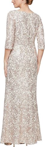 Alex Evenings Women's Long Sequin Dresses with ¾ Sleeves in Saudi Arabia