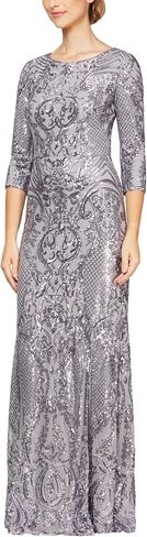 Alex Evenings Women's Long Sequin Dresses with ¾ Sleeves in Saudi Arabia