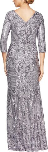 Alex Evenings Women's Long Sequin Dresses with ¾ Sleeves in Saudi Arabia