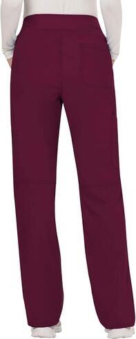 Cherokee Women Scrubs Set Workwear Revolution WW610 Mock Wrap Top & WW110 Mid Rise Straight Leg Pull-on Pant, Wine- XL Top/XL Pant in Saudi Arabia
