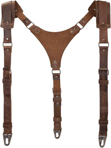 Hide & Groom - Hipster Suspenders with Adjustable Straps Handmade from Full Grain Leather - Bourbon Brown in Saudi Arabia