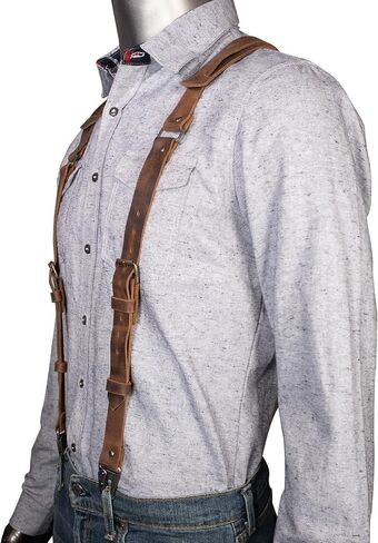 Hide & Groom - Hipster Suspenders with Adjustable Straps Handmade from Full Grain Leather - Bourbon Brown in Saudi Arabia
