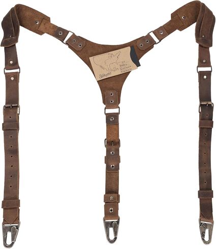 Hide & Groom - Hipster Suspenders with Adjustable Straps Handmade from Full Grain Leather - Bourbon Brown in Saudi Arabia