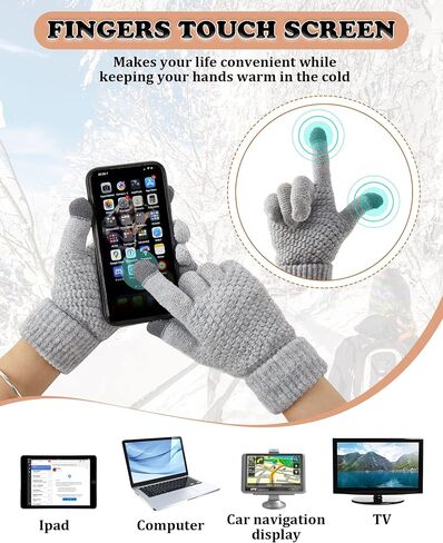 9 Pieces Winter Beanie Hat Scarf Touchscreen Gloves Set for Women Warm Knitted Pom Pom Beanie Soft Warm Elastic Skull Caps Scarves Gloves for Women Men in Saudi Arabia