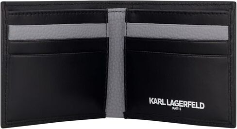 Karl Lagerfeld Paris Men's Split/Bubble Leather Karl Character Head Logo Billfold Wallet, Black_ch, One Size in Saudi Arabia