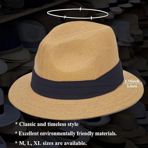 قبعة FORBUSITE Staw Pennsylvania Fedora للرجال والنساء ذات حافة قصيرة in Kuwait