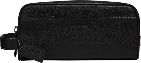 Coach Mens Travel Kit in Pebble Leather, Black in Saudi Arabia