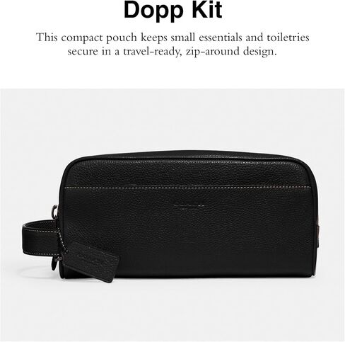 Coach Mens Travel Kit in Pebble Leather, Black in Saudi Arabia