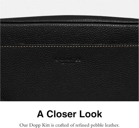 Coach Mens Travel Kit in Pebble Leather, Black in Saudi Arabia