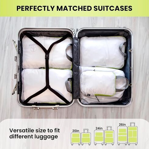 OROGAR 6 Set Compression Packing Cubes for Suitcases, Lightweight Luggage Organizer bags with Toiletry bag, Laundry Bag in Saudi Arabia