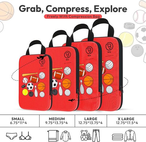 Border 2 Border Travel -compression packing bag cubes for luggage 4 or 5 piece set organizer for suitcase travel accessories essential for Women/Men/Boys/Girls/Kids (Travel White) in Saudi Arabia