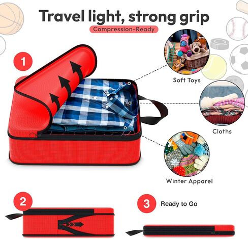 Border 2 Border Travel -compression packing bag cubes for luggage 4 or 5 piece set organizer for suitcase travel accessories essential for Women/Men/Boys/Girls/Kids (Travel White) in Saudi Arabia