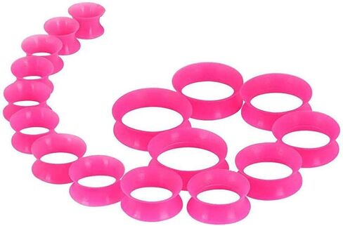 Pair 7/16" (11MM) PINK SILICONE EARSKIN TUNNELS Double Flare Gauges Super Ultra Thin Soft Flexible Flesh Plugs (2pcs) in Saudi Arabia