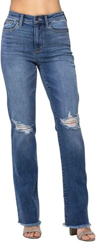 Judy Blue High Waist Destroy & Fray Hem Straight in Saudi Arabia
