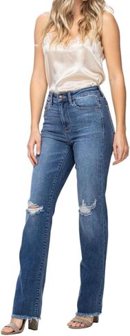 Judy Blue High Waist Destroy & Fray Hem Straight in Saudi Arabia