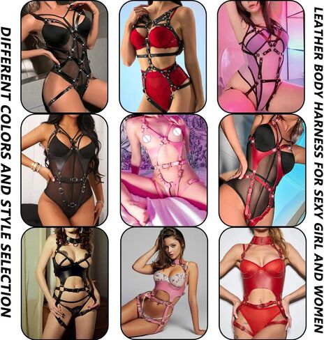 CHIRCOLS الشرير الجلود حزام الجسم الحمالات الملابس الداخلية القوطية الرباط أحزمة الجسم ملحقات السلسلة الجسم للنساء والفتيات in Kuwait