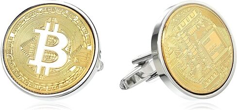 Gold Bitcoin Cufflinks - Presentation Box Included in Kuwait