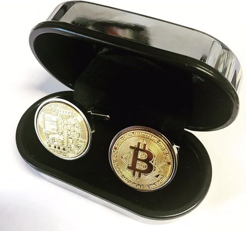 Gold Bitcoin Cufflinks - Presentation Box Included in Kuwait